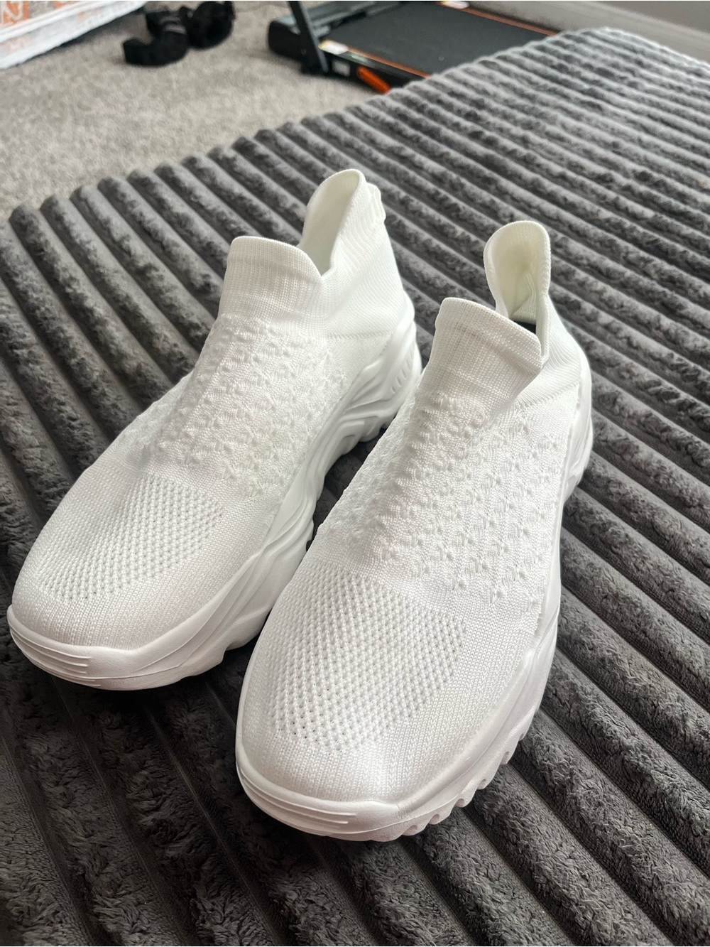 Women’s Knit Slip-On Athletic Sneakers - White
